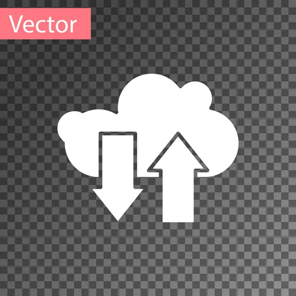 Icono de descarga y carga de White Cloud aislado sobre fondo transparente. Ilustración vectorial — Vector de stock