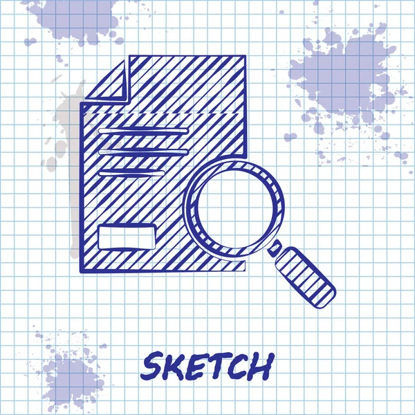 Sketch line Document with search icon isolated on white background. File and magnifying glass icon. Analytics research sign. Vector Illustration — Stock Vector