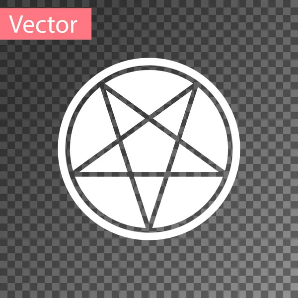 Weißes Pentagramm in einem Kreissymbol isoliert auf transparentem Hintergrund. Magisches okkultes Sternsymbol. Vektorillustration — Stockvektor