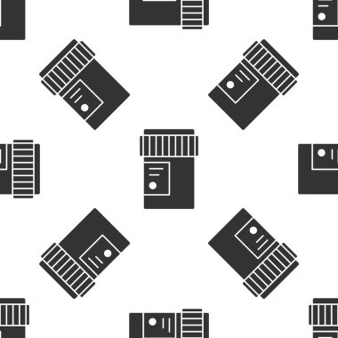 Esrar ya da kenevir yaprağı ikonu içeren gri tıbbi şişe beyaz arka planda izole edilmiş. Kavanozlardaki kenevir yağı özlerini taklit et. Vektör İllüstrasyonu