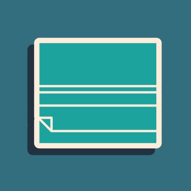 Yeşil yuvarlanan kağıt simgesi yeşil arkaplanda izole edildi. Uzun gölge tarzı. Vektör İllüstrasyonu