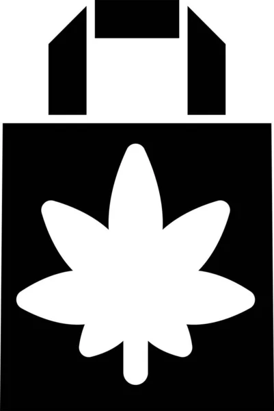 Чорний паперовий пакет медичної марихуани або значок листя конопель ізольований на білому тлі. Купівля канабісу. Конопляний символ. Векторна ілюстрація — стоковий вектор