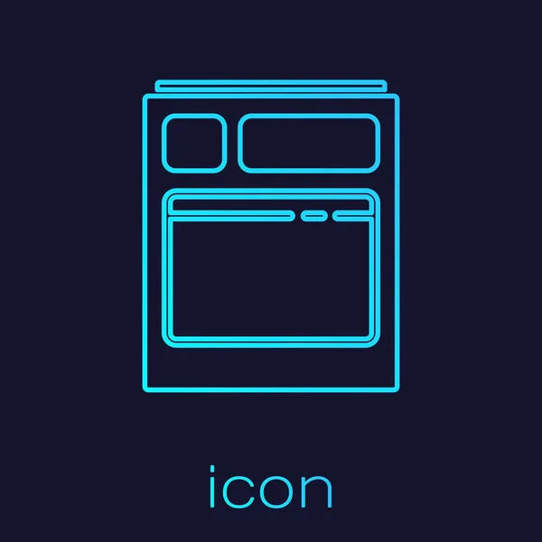 Turquoise line Kitchen dishwasher machine icon isolated on blue background. Vector Illustration — Stock Vector