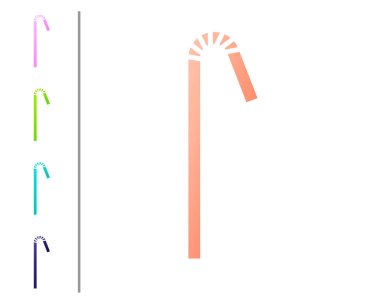 Mercan, beyaz arka planda izole edilmiş plastik saman ikonu içiyor. Renk simgelerini ayarla. Vektör İllüstrasyonu