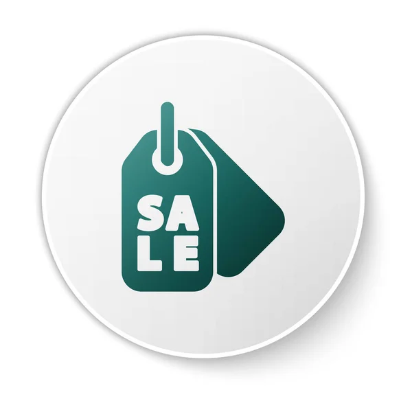 Зеленый Ценник Надписью Sale Icon Выделенный Белом Фоне Значок Цене — стоковый вектор