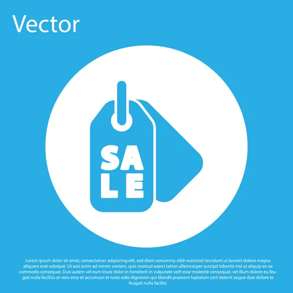 Blaues Preisschild Mit Einer Beschriftung Sale Symbol Isoliert Auf Blauem — Stockvektor