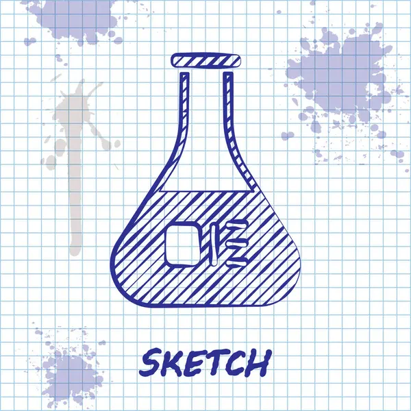 Sketch Line Test Tube Flask Chemical Laboratory Test Icon Isolated — 스톡 벡터