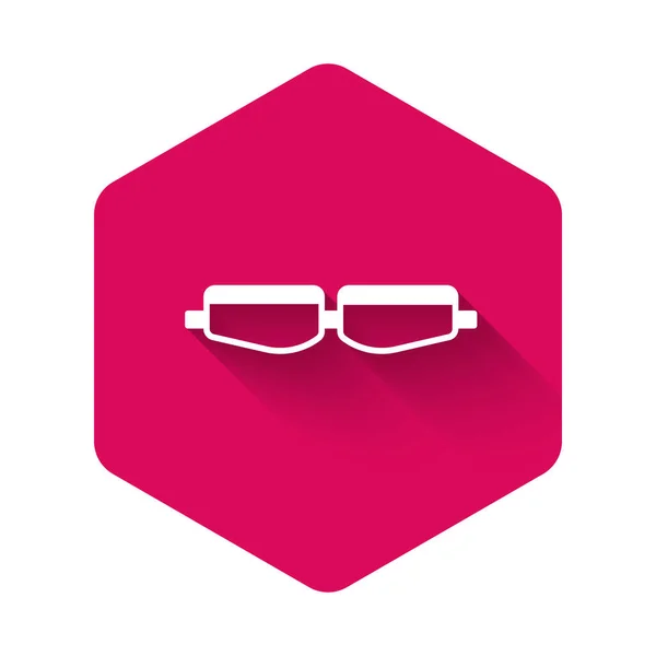 Weiße Schutzbrille Mit Langem Schatten Pinkfarbener Sechskantknopf Vektorillustration — Stockvektor