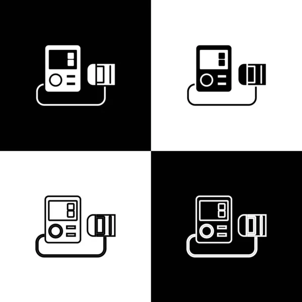 Definir Ícone Pressão Arterial Isolado Fundo Preto Branco Ilustração Vetorial — Vetor de Stock