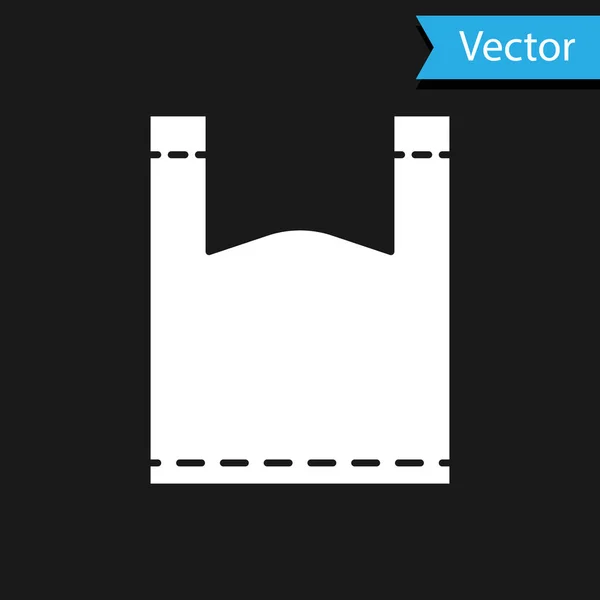 Bílá Plastová Taška Ikona Izolované Černém Pozadí Jednorázová Cedule Zákazu — Stockový vektor