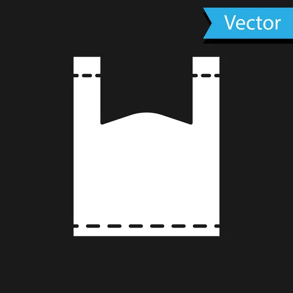 Weiße Plastiktüte Symbol Isoliert Auf Schwarzem Hintergrund Verbotsschild Für Einwegverpackungen — Stockvektor