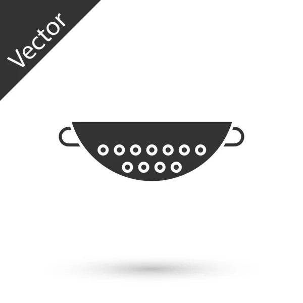 Grey Kitchen Colander Icon Isolated White Background Cooking Utensil Cutlery — Stock Vector