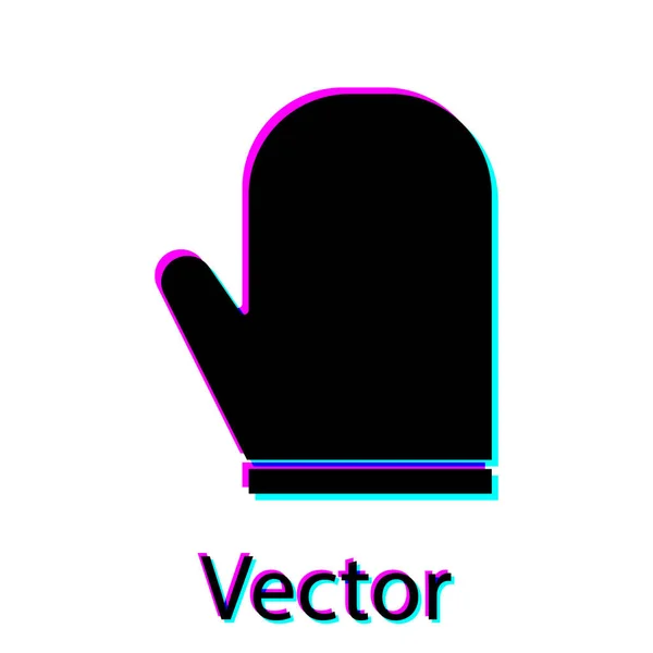 Svart Ugn Handske Ikon Isolerad Vit Bakgrund Kök Grytlapp Tecken — Stock vektor