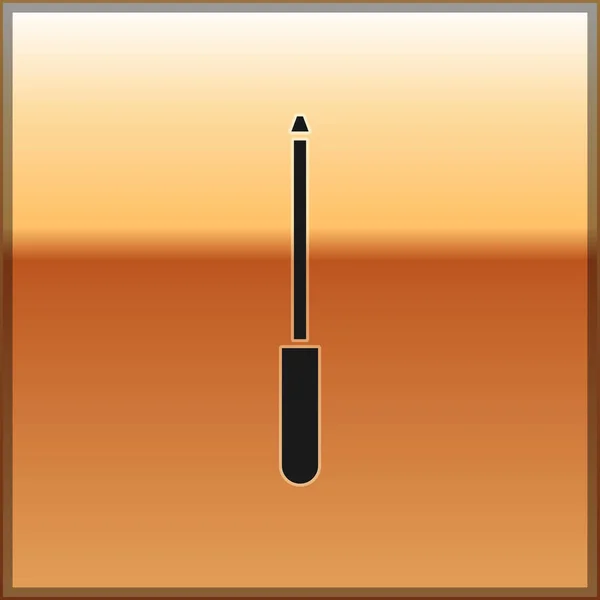 Schwarzes Messer Spitzer Symbol Isoliert Auf Goldenem Hintergrund Vektorillustration — Stockvektor