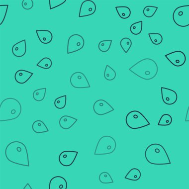 Siyah çizgi su damlası simgesi yeşil zeminde izole edilmiş kusursuz desen. Vektör İllüstrasyonu