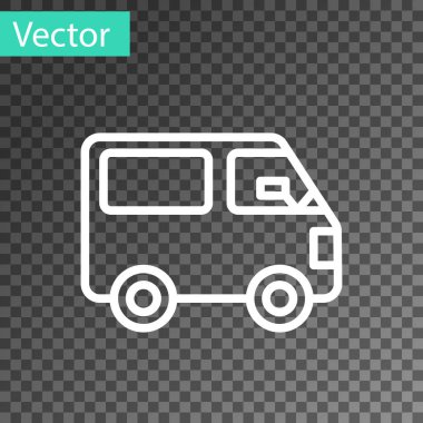 Beyaz çizgi kargo kamyonu ikonu şeffaf arka planda izole edildi. Vektör İllüstrasyonu