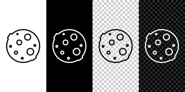 Set Line Moon Icon Isolated Black White Background Vector Illustration — Stock Vector