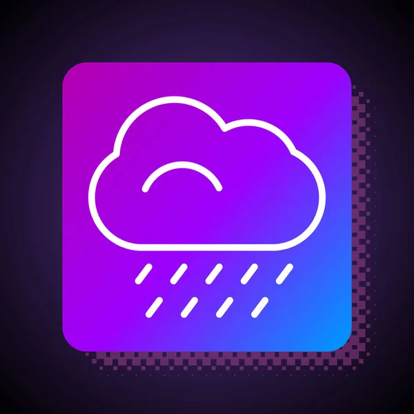 Nube Línea Blanca Con Icono Lluvia Aislado Sobre Fondo Negro — Vector de stock