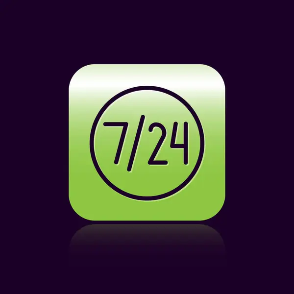Black Line Clock Hours Icon Isolated Black Background All Day — ストックベクタ