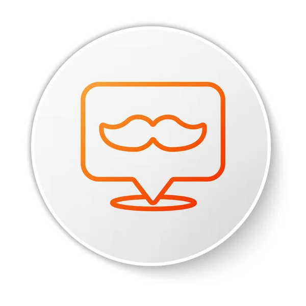 オレンジ色の線白い背景に隔離されたBarbershopアイコン 美容師のロゴや看板 白い丸ボタン ベクターイラスト — ストックベクタ