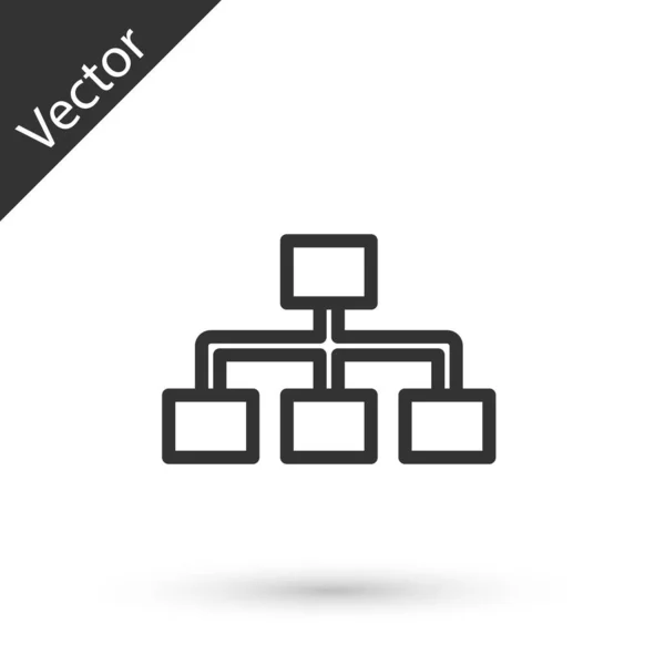 Línea Gris Jerarquía Negocios Organograma Gráfico Infografías Icono Aislado Sobre — Vector de stock