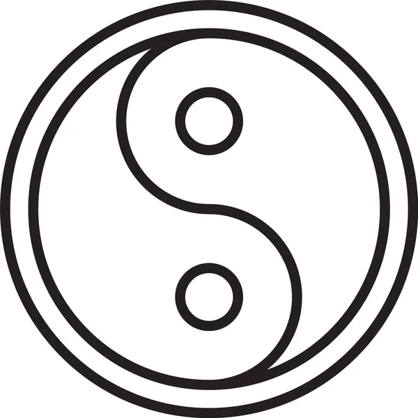 Czarna Linia Yin Yang Symbol Harmonii Równowagi Ikony Izolowane Białym — Wektor stockowy
