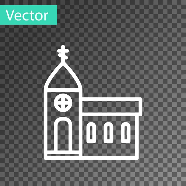 Icono Edificio Iglesia Línea Blanca Aislado Sobre Fondo Transparente Iglesia — Vector de stock