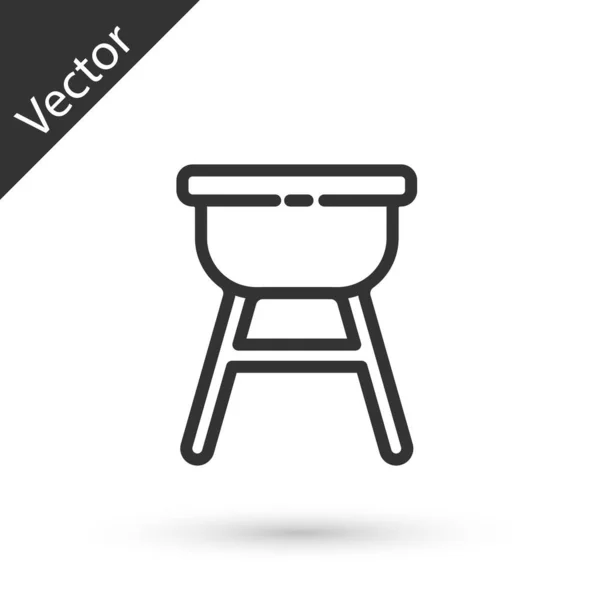 Gris Línea Barbacoa Parrilla Icono Aislado Sobre Fondo Blanco Fiesta — Vector de stock