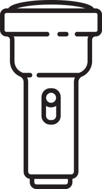 Beyaz arkaplanda siyah çizgi el feneri simgesi izole edildi. Vektör İllüstrasyonu