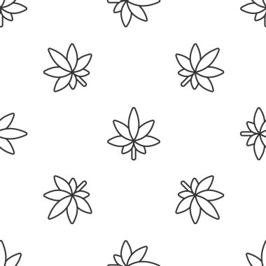 Gri çizgi Tıbbi marihuana veya kenevir yaprağı ikonu beyaz arka planda izole edilmiş pürüzsüz desen. Kenevir sembolü. Vektör İllüstrasyonu