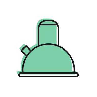 Siyah çizgi Kettle beyaz arkaplanda ikon olarak izole edilmiş. Çaydanlık ikonu. Vektör İllüstrasyonu