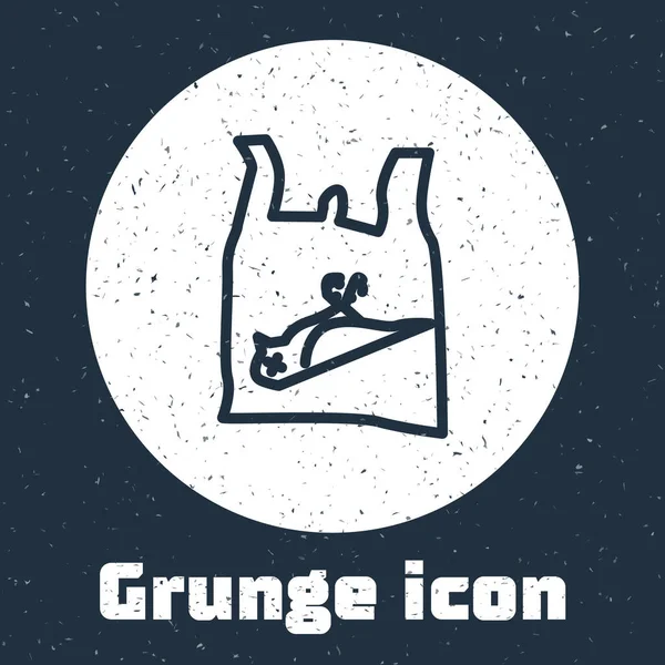 Grunge Line Ave Muerta Icono Plástico Aislado Sobre Fondo Gris — Vector de stock