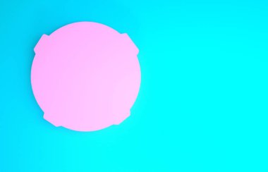 Mavi arkaplanda Pembe Ay simgesi izole edildi. Minimalizm kavramı. 3d illüstrasyon 3d canlandırma
