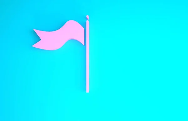 Pink Meteorology windsock wind vane icon isolated on blue background. Windsock indicate the direction and strength of the wind. Minimalism concept. 3d illustration 3D render