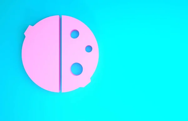 Eclipse rosa del icono del sol aislado sobre fondo azul. Eclipse total de sonar. Concepto minimalista. 3D ilustración 3D render — Foto de Stock