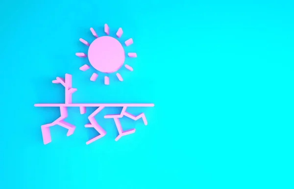 Pink Drought icon isolated on blue background. Minimalism concept. 3d illustration 3D render