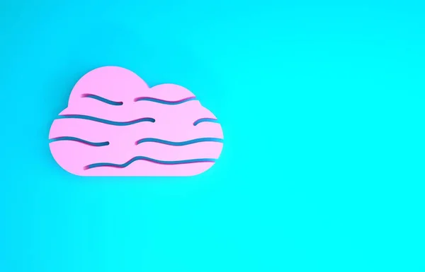 Rosa dimma och moln ikon isolerad på blå bakgrund. Minimalistiskt koncept. 3D-illustration 3D-återgivning — Stockfoto