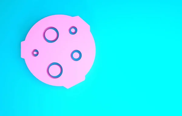 Icono de luna rosa aislado sobre fondo azul. Concepto minimalista. 3D ilustración 3D render —  Fotos de Stock