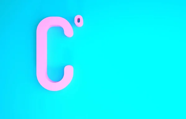 Icône Celsius rose isolée sur fond bleu. Concept de minimalisme. Illustration 3D rendu 3D — Photo
