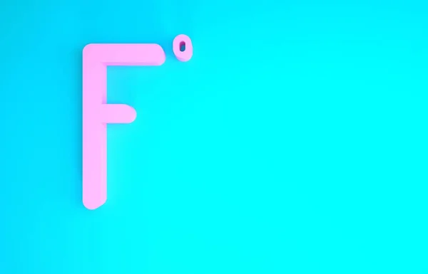 Pink Fahrenheit icoon geïsoleerd op blauwe achtergrond. Minimalisme concept. 3d illustratie 3d renderen — Stockfoto