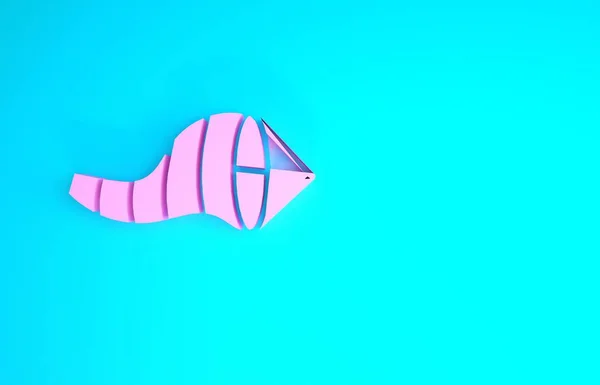 Rosa Cono meteorologia windsock vento palette icona isolata su sfondo blu. Windsock indica la direzione e la forza del vento. Concetto minimalista. Illustrazione 3d rendering 3D — Foto Stock