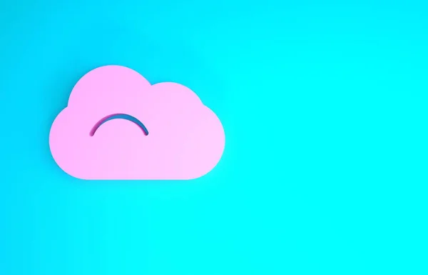 Ícone Pink Cloud isolado no fundo azul. Conceito de minimalismo. 3D ilustração 3D render — Fotografia de Stock