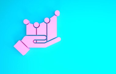 Pembe Turta grafiği ikonu mavi arkaplanda izole edildi. Diyagram çizelgesi. Minimalizm kavramı. 3d illüstrasyon 3B canlandırma