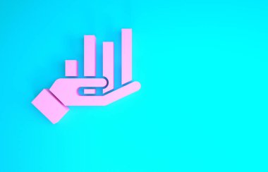 Pembe Turta grafiği ikonu mavi arkaplanda izole edildi. Diyagram çizelgesi. Minimalizm kavramı. 3d illüstrasyon 3B canlandırma