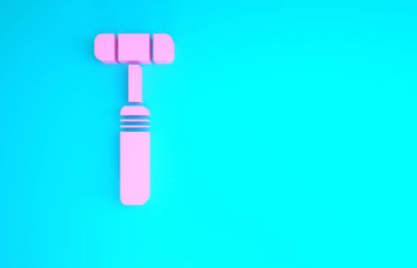 Pembe nöroloji refleks çekici ikonu mavi arka planda izole edilmiş. Minimalizm kavramı. 3d illüstrasyon 3B canlandırma