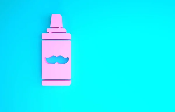 Icono de espuma de gel de afeitar rosa aislado sobre fondo azul. Crema de afeitar. Concepto minimalista. 3D ilustración 3D render — Foto de Stock
