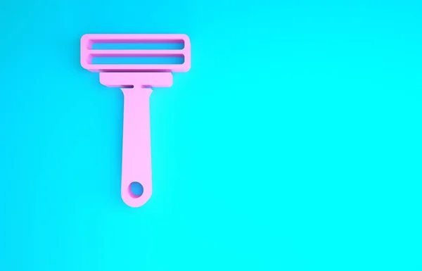 Бронзова ікона Pink Shaving ізольована на синьому фоні. Концепція мінімалізму. 3D-рендеринг — стокове фото