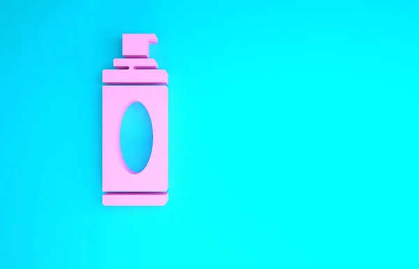 Icono de espuma de gel de afeitar rosa aislado sobre fondo azul. Crema de afeitar. Concepto minimalista. 3D ilustración 3D render — Foto de Stock