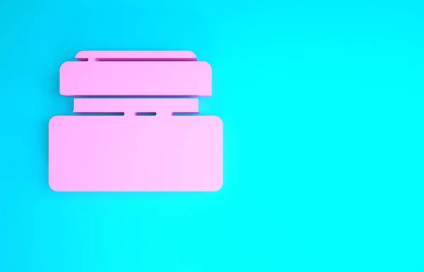 Crema rosa o loción icono de tubo cosmético aislado sobre fondo azul. Productos para el cuidado del cuerpo para hombres. Concepto minimalista. 3D ilustración 3D render —  Fotos de Stock