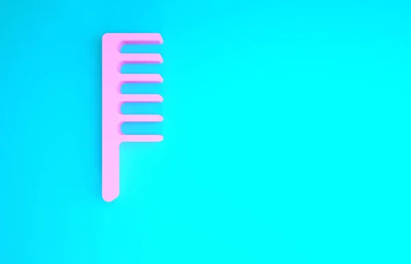 Rózsaszín hajkefe ikon elszigetelt kék alapon. Fésülködés. Borbély szimbólum. Minimalizmus koncepció. 3d illusztráció 3D render — Stock Fotó